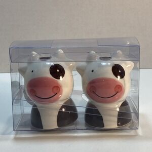 Cows Go‎ Mooo Salt & Pepper Shakers 3" Farm Smiling Animal Handcrafted Gift NEW